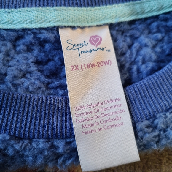Secret Treasures women's 2X. Blue penguin BE Cool fleece top LIKE NEW - Picture 5 of 5